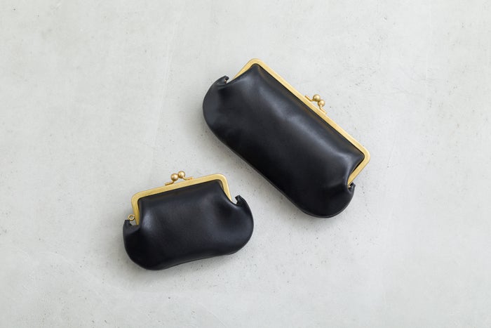 N25 レザーがま口ウォレット（ブラック・大）