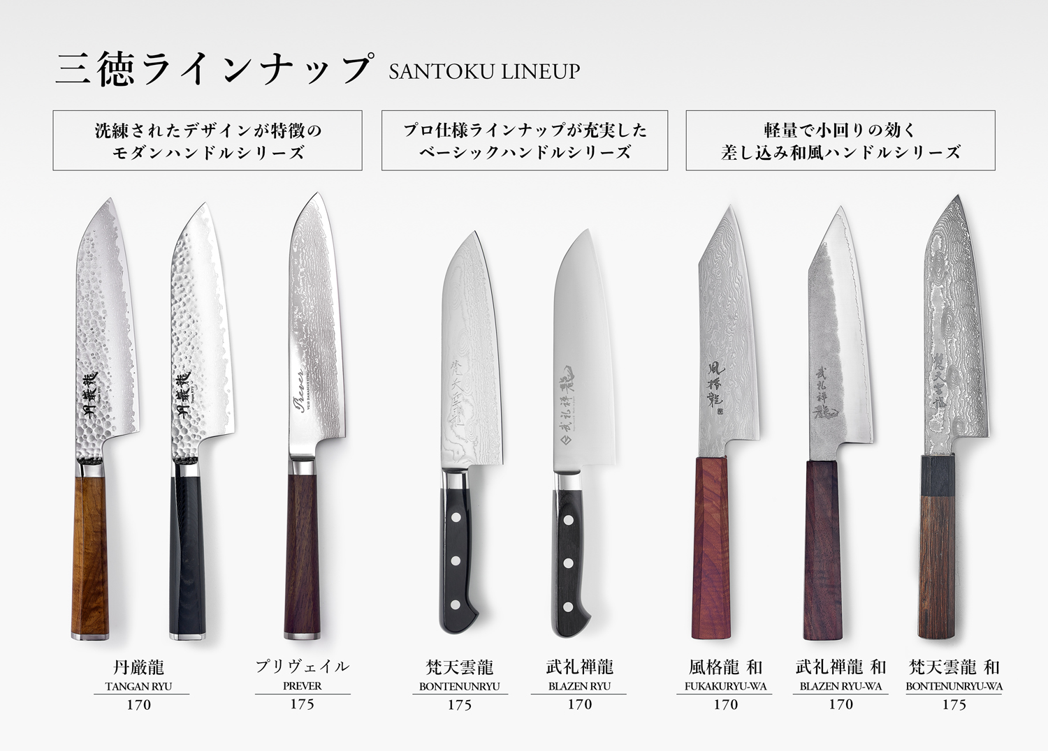 包丁】三徳 (180〜170mm) - 龍泉刃物 公式オンラインショップ | Ryusen