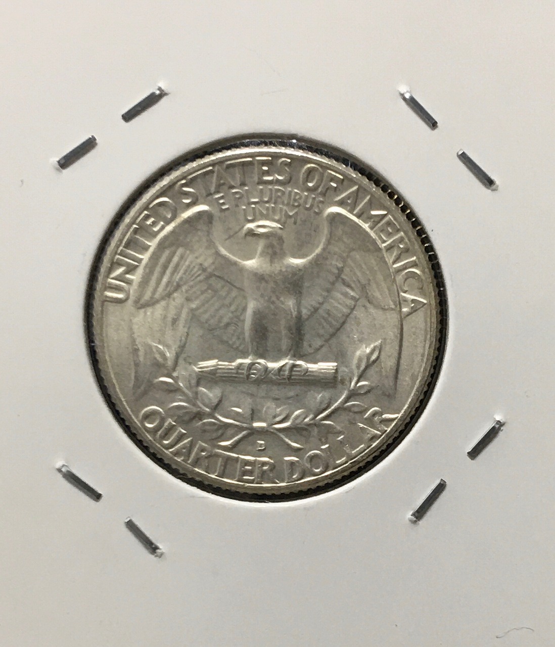 アメリカ小型銀貨 ワシントン像 25セント銀貨 1964年銘 Dマーク 未使用