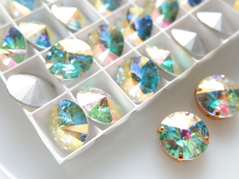 スワロフスキーヴィンテージ #1122 リボリ16ミリ【クリスタルオーロラ