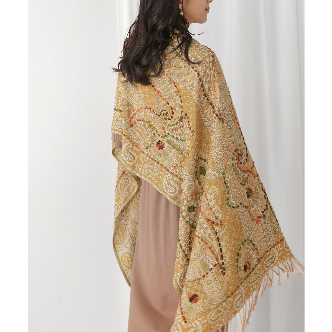 ブージュルード Bou Jeloud インド刺繍ストール （GREEN） -靴