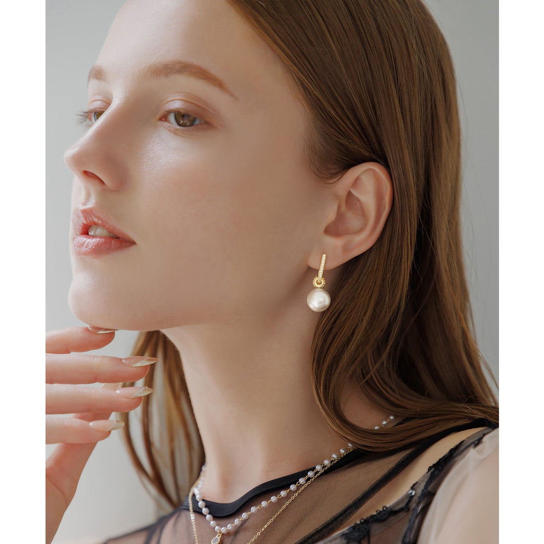 レジャ Leja ゴールドパールフープピアス結婚式 パーティー 成人式