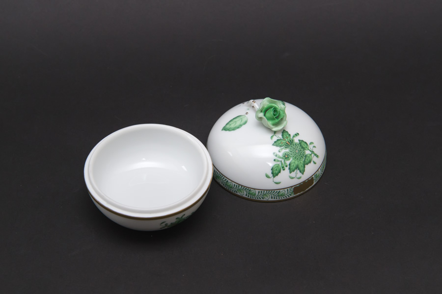 ヘレンド アポニー・グリーン マルボンボン（小物入れ） ローズを