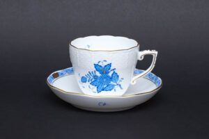 ヘレンド アポニー・ターコイズ・プラチナ モカカップ＆ソーサーを