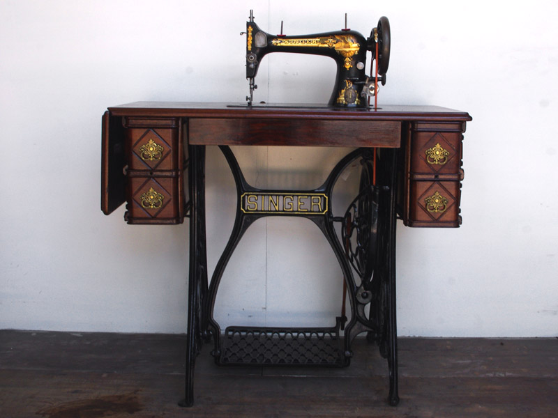 No.436 SINGER 27K 豪華真鍮 アンティーク足踏みミシン：アンティーク