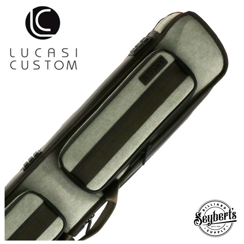 Lucasi Grey and Brown 3x5 Soft Pool Cue Case - LZDU35GY
