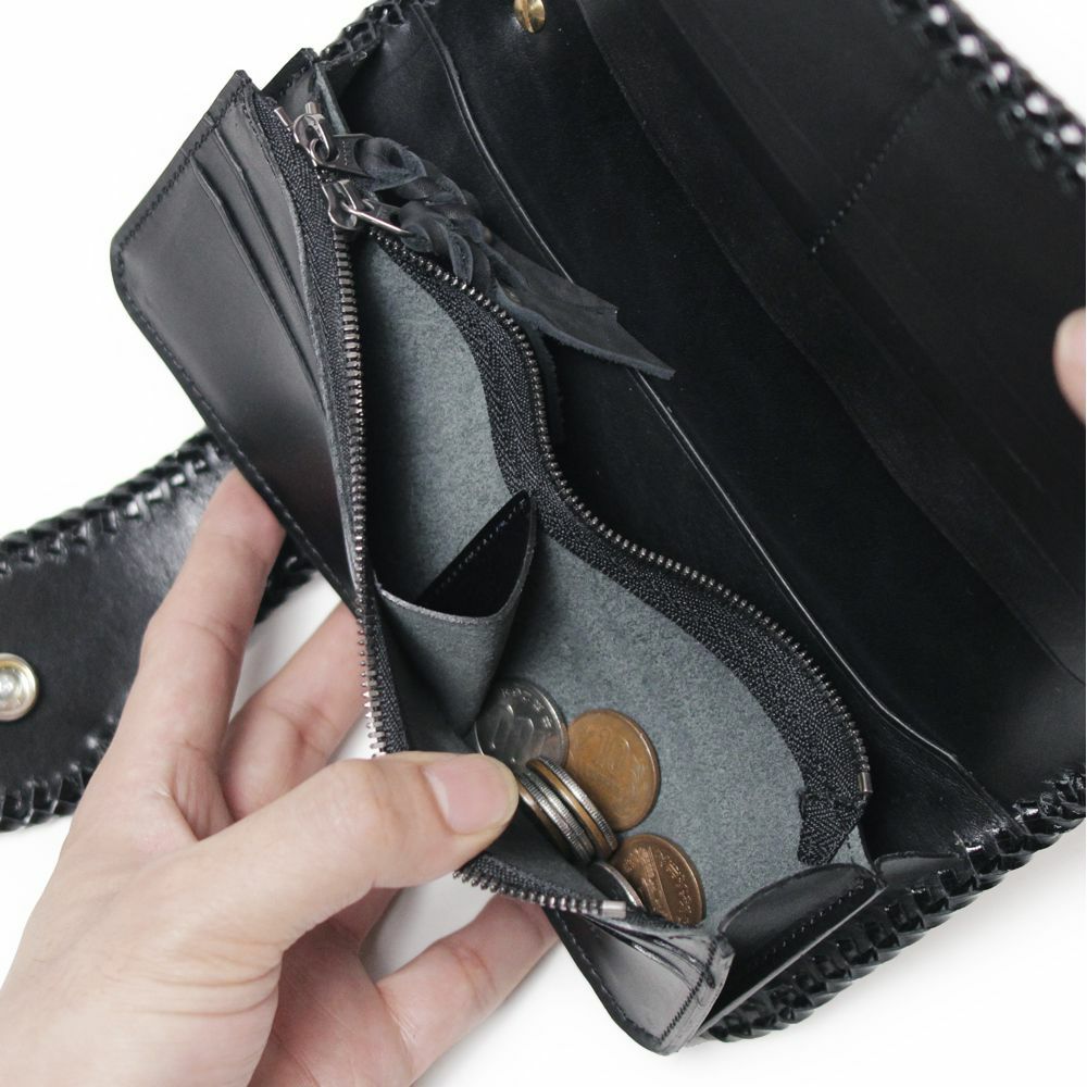 バイカーズウォレット05 クロコダイル ブラック（ワニ革）│メンズ革