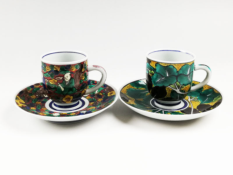 九谷焼【山上竹風作】ペアーデミタスコーヒー碗皿 – 漆陶舗あらき