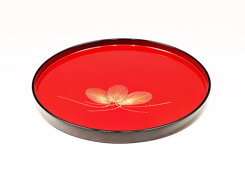 輪島塗 丸盆8.5寸 松沈金（外黒内朱） – 漆陶舗あらき 輪島塗 九谷焼