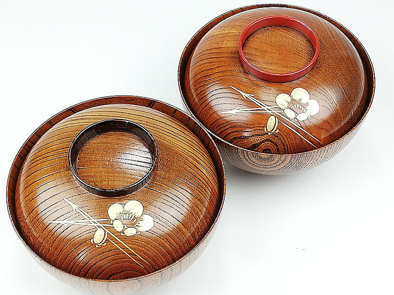 山中塗 欅木地 蓋付夫婦椀 梅松葉 – 漆陶舗あらき 輪島塗 九谷焼 山中