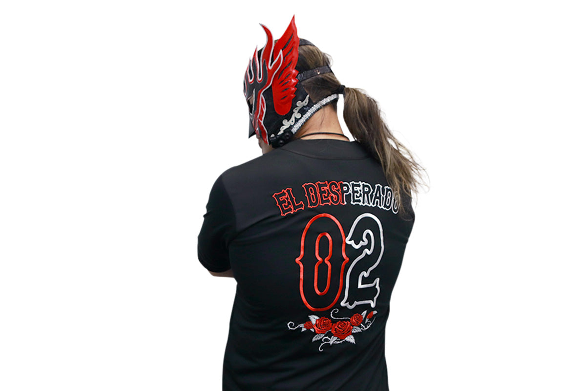 エル・デスペラード ベースボールシャツ（ブラック×ホワイト×レッド）