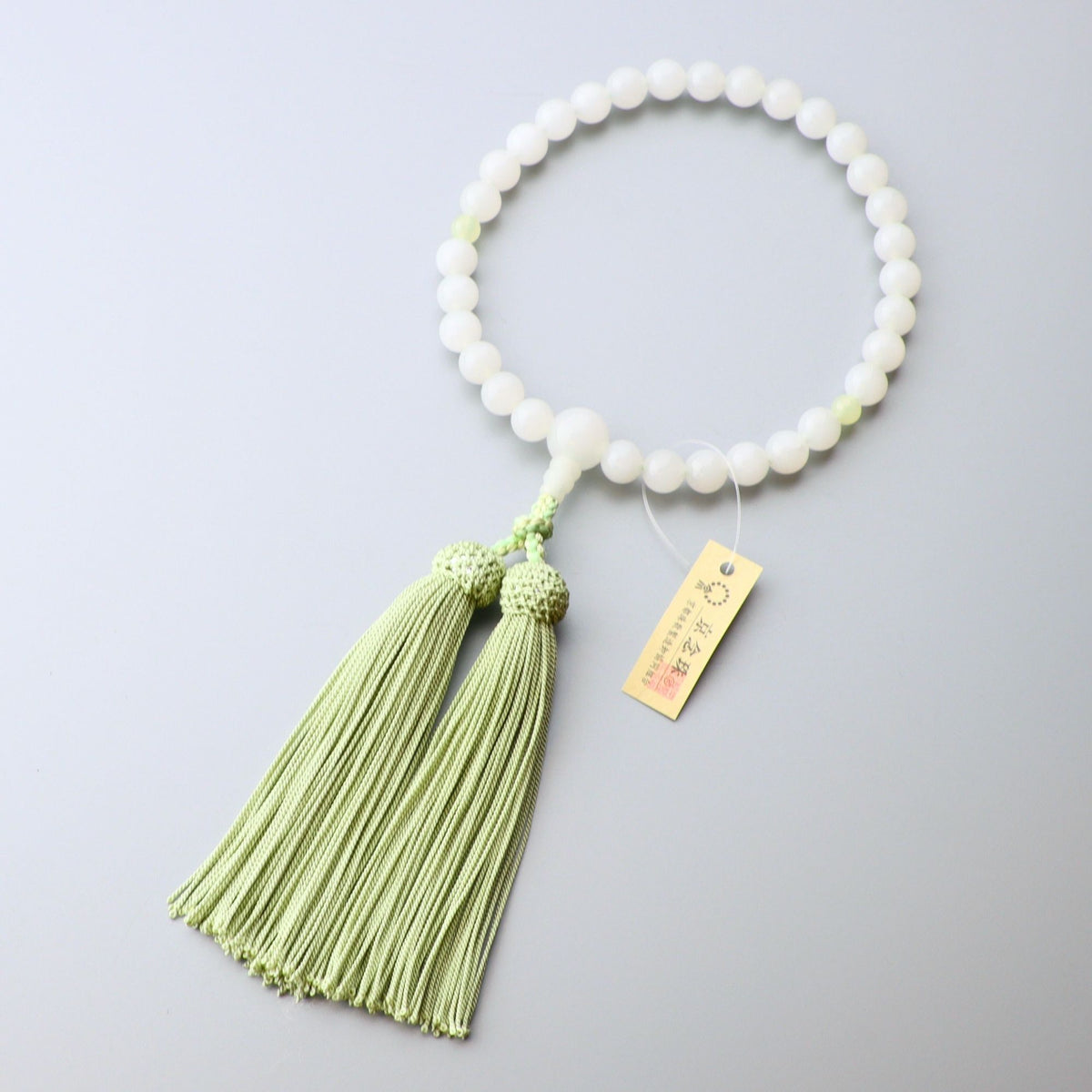 数珠 女性用 ホワイトオニキス8mm 二天グリーンオニキス仕立 正絹房