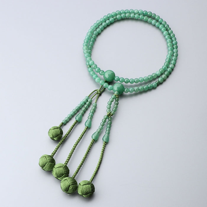 選べる数珠袋付き】数珠 日蓮宗 女性用 印度翡翠(アベンチュリン)八寸