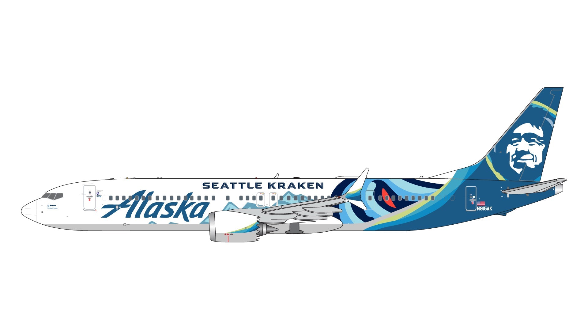 1/400 Alaska Airlines B737 MAX 9 N915AK “Seattle Kraken” livery