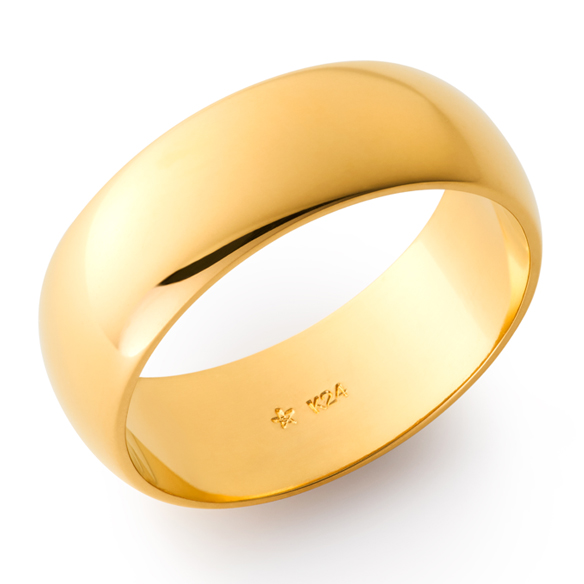 純金 平甲丸リング（幅約7mm） | 高品質 金・プラチナ