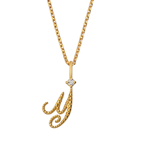 K18イエローゴールド ダイヤモンド イニシャルペンダント Y | 高品質