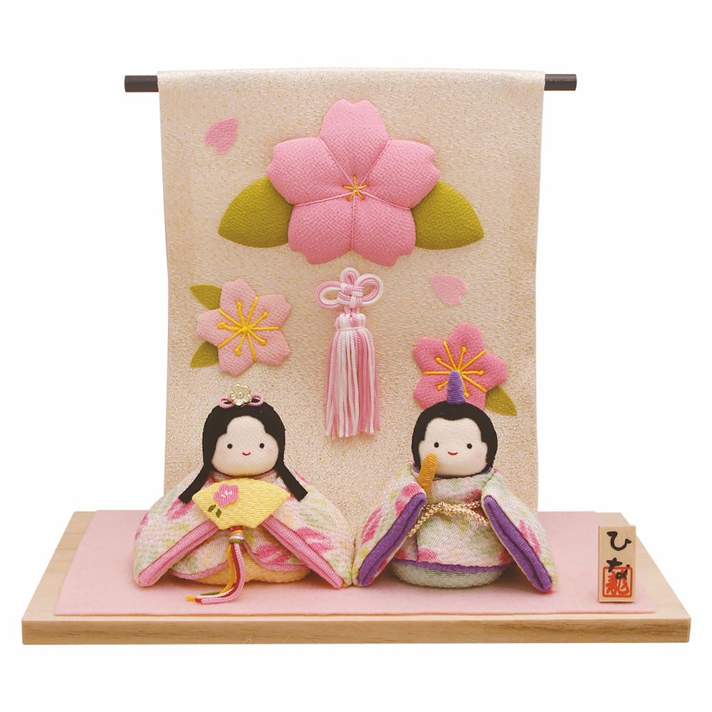 楽天市場】雛人形 雛飾り ぽてりひな2人 桜 敷物付手作り ちりめん細工