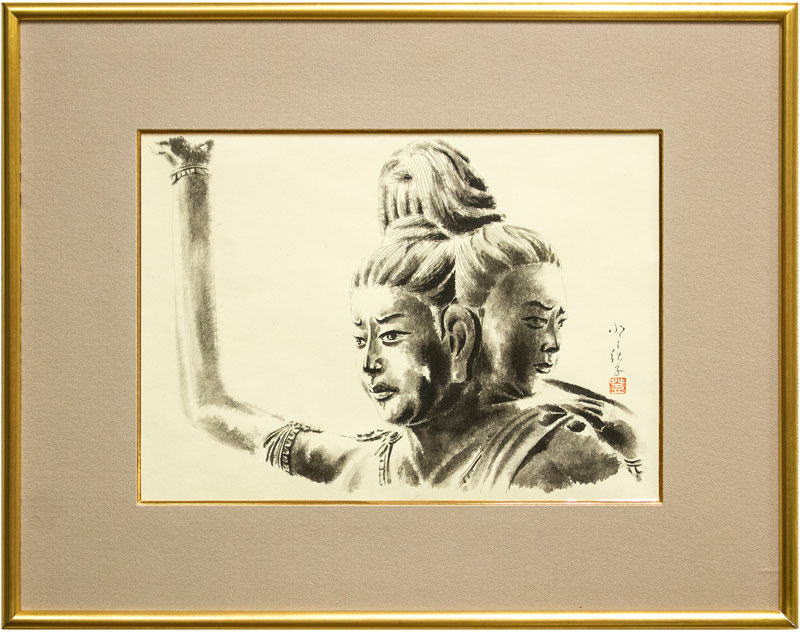 楽天市場】宮下寿紀『羯鼓(道明寺)』日本画 F10（10号）【中古