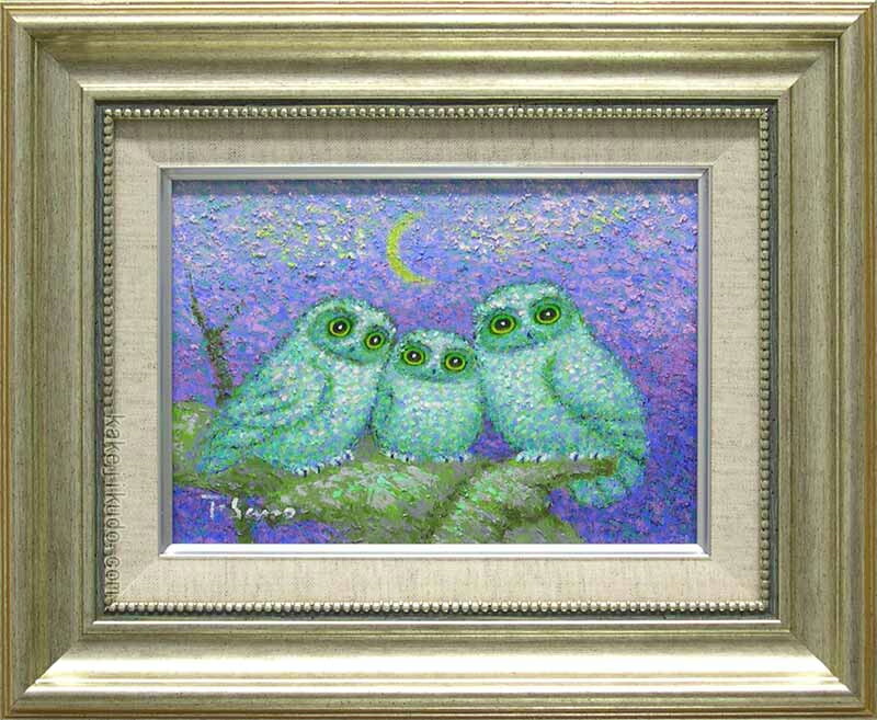 楽天市場】「聖夜のふくろう(2羽)」佐野千恵子 サムホールサイズ油彩