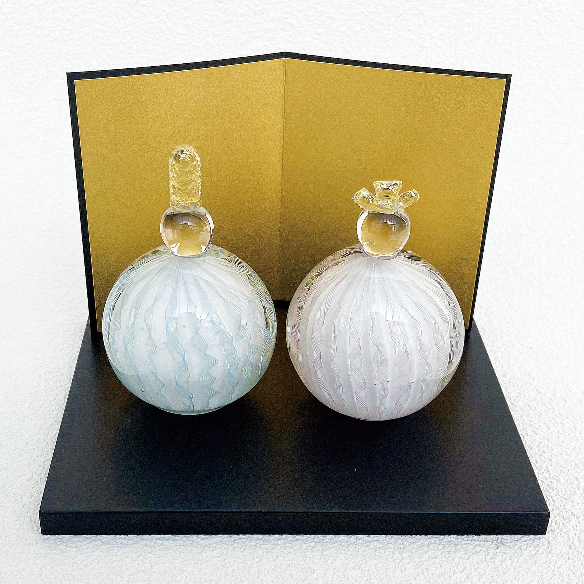 楽天市場】作家 国広育伸 ガラス製 雛人形 みやび 敷板・金屏風付き