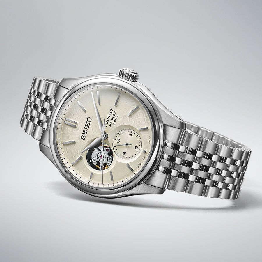 セイコー プレザージュ クラシック 素色ダイヤル オープンハート