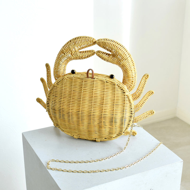 utatane 籐カゴバッグ】単品 蟹 クラッチバッグ ショルダー かごバッグ