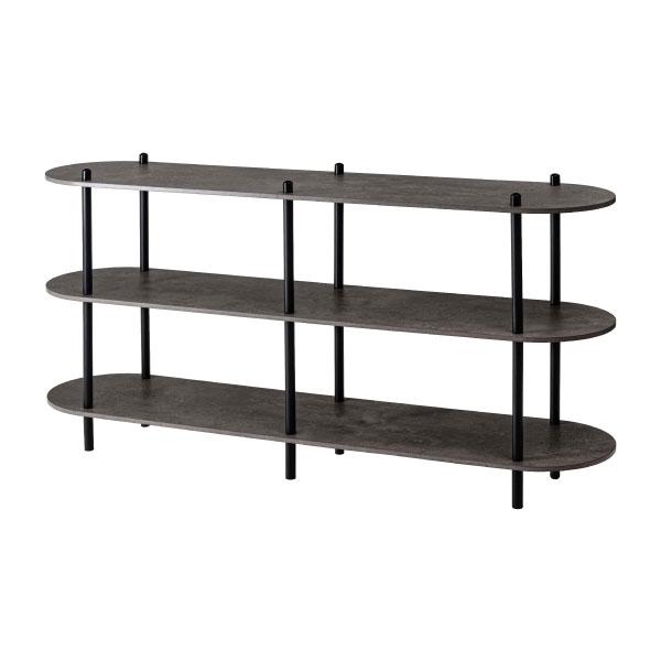 東谷 ローシェルフ 幅155 3段 高さ76 大理石調 コンクリート調