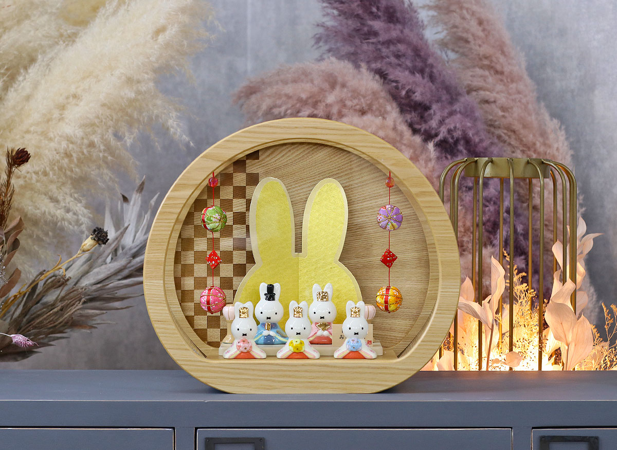 雛人形 ケース飾り miffy ミッフィー 磁器 ひな人形 うさこ 親王 官女