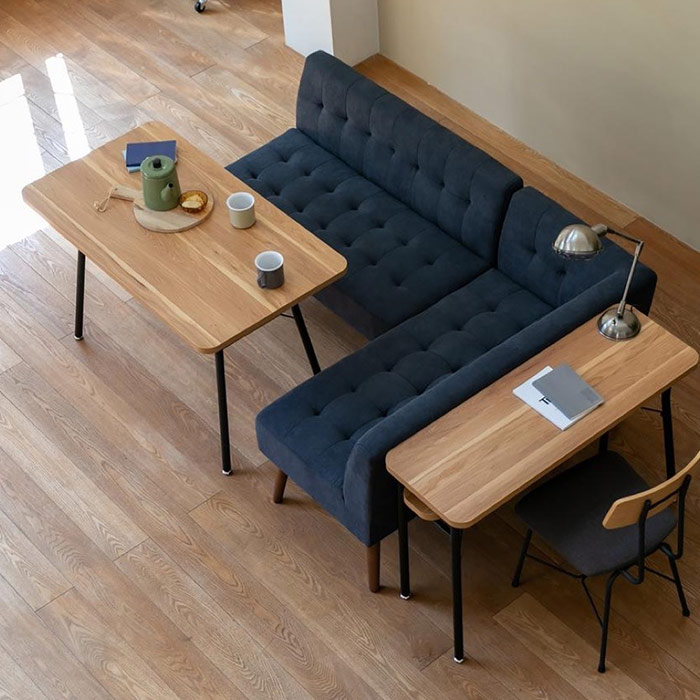 棚付き長方形ダイニングテーブル 幅110cm 奥行き65cm 4人用 木製風