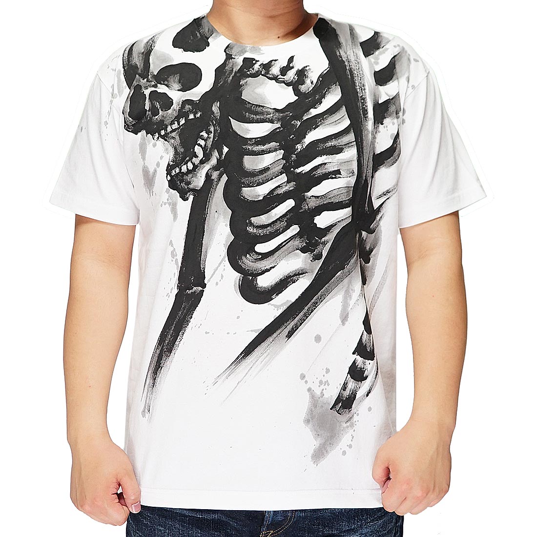 羽水 うすい 和柄 Tシャツ 手描き がしゃどくろ 妖怪 髑髏 半袖 ga21