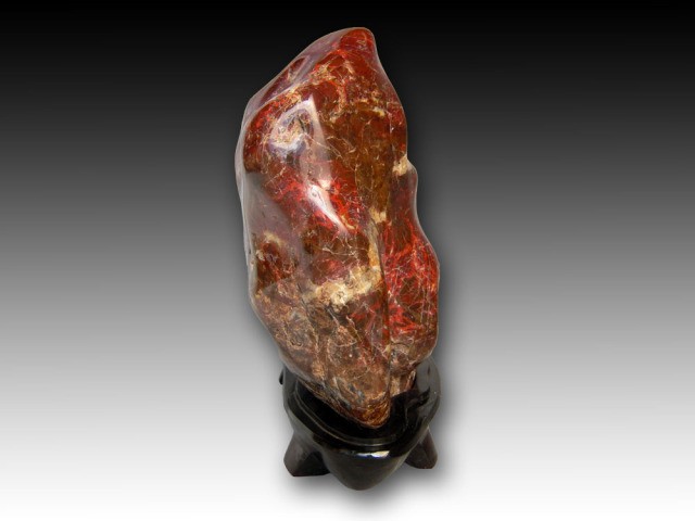 紅加茂石 水石 景石 磨き 鑑賞石 台付き パワーストーン 希少 kaw1701