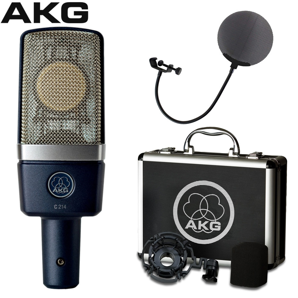 AKG アーカーゲー マイク C214 コンデンサーマイク + メタルポップ