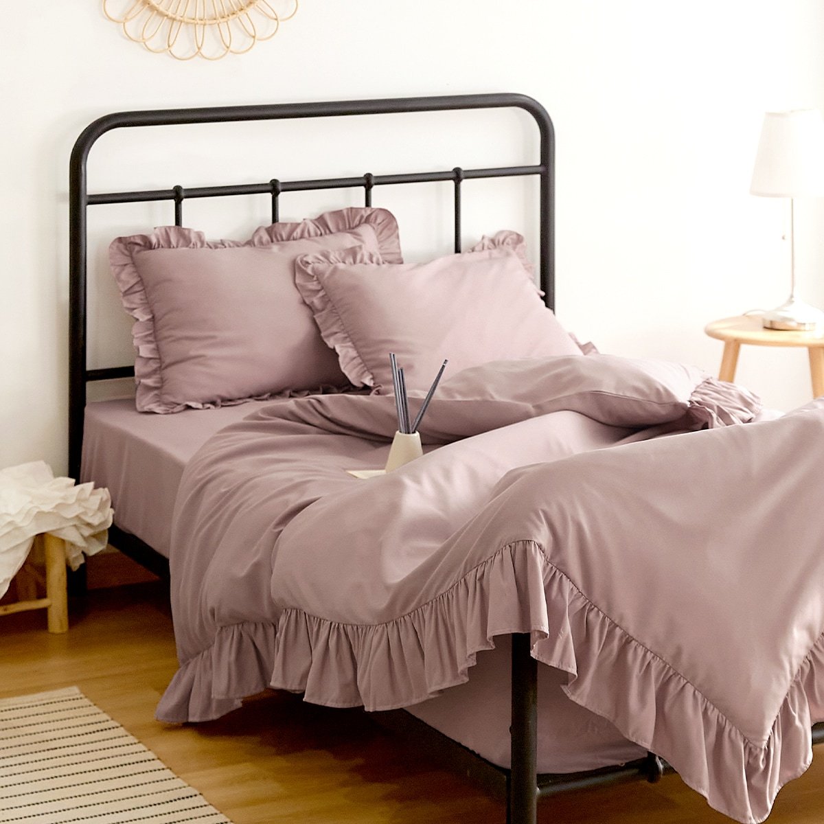 シーツカバー フリル 布団カバーセット クイーン 3点セット おしゃれ