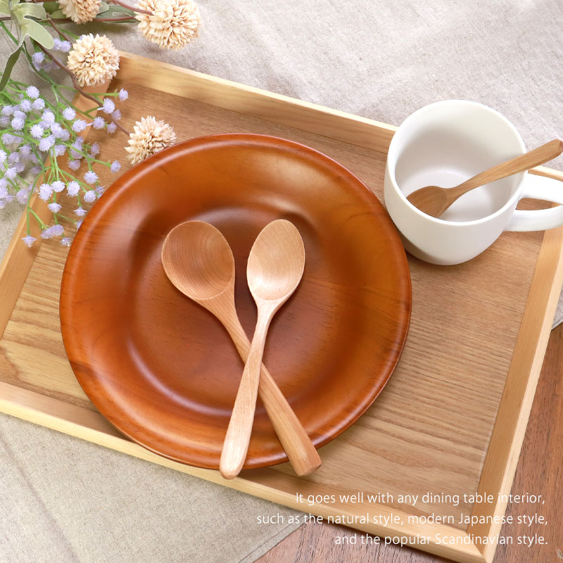 みよし漆器本舗 天然木製 桜の木 スプーン 5本セット カトラリーセット