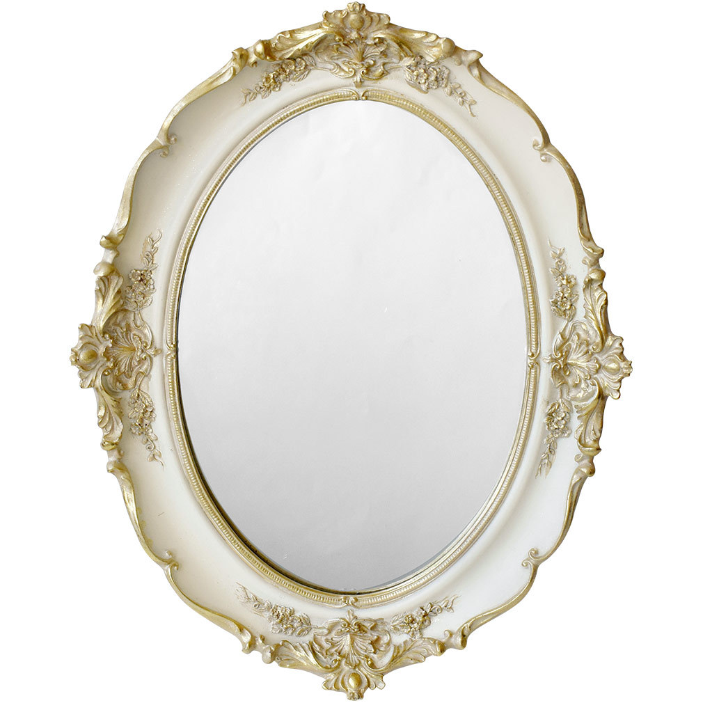 アンティークデコ 壁掛けミラー ウォールミラー 丸形 オーバル 鏡