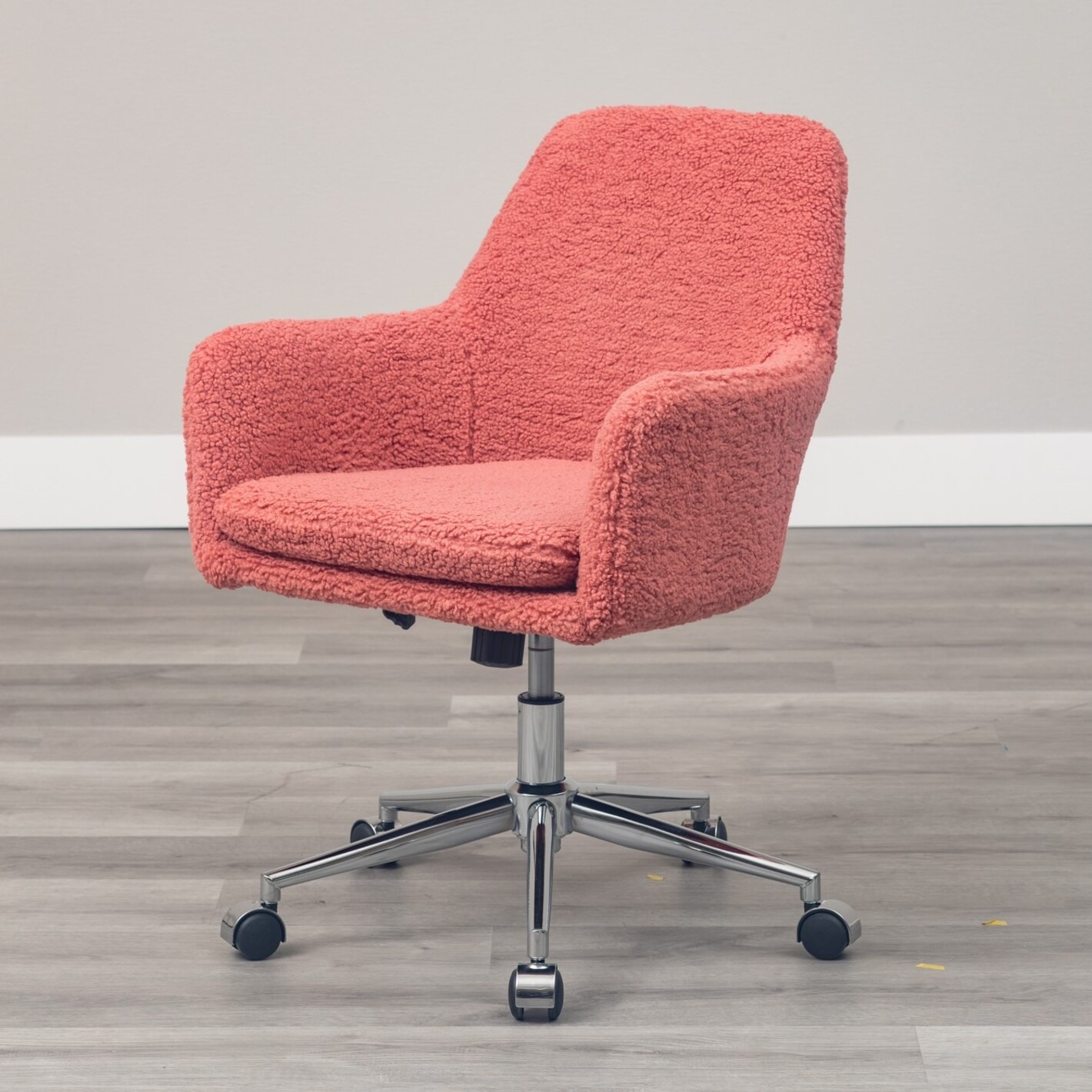 デスクチェア ボア もこもこ 肘掛け キャスター付き 回転 昇降式