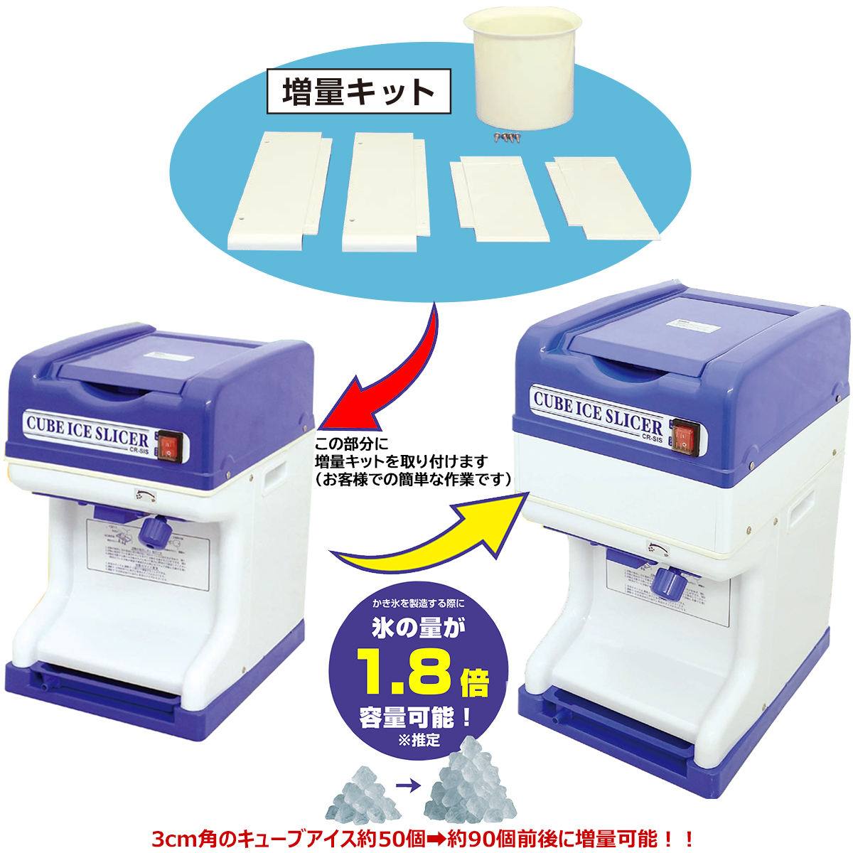業務用電動かき氷機 キューブアイススライサー CR-SIS専用増量キット