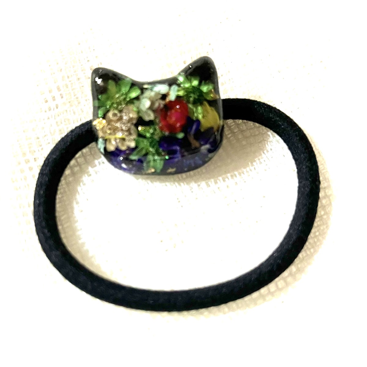 ねこちゃんヘアゴム 猫 ドライフラワー フラワー 髪飾り お花ネコ