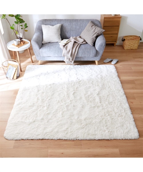 ニッセン（nissen） ラグ 優しいオフホワイトのふわふわシャギーラグ