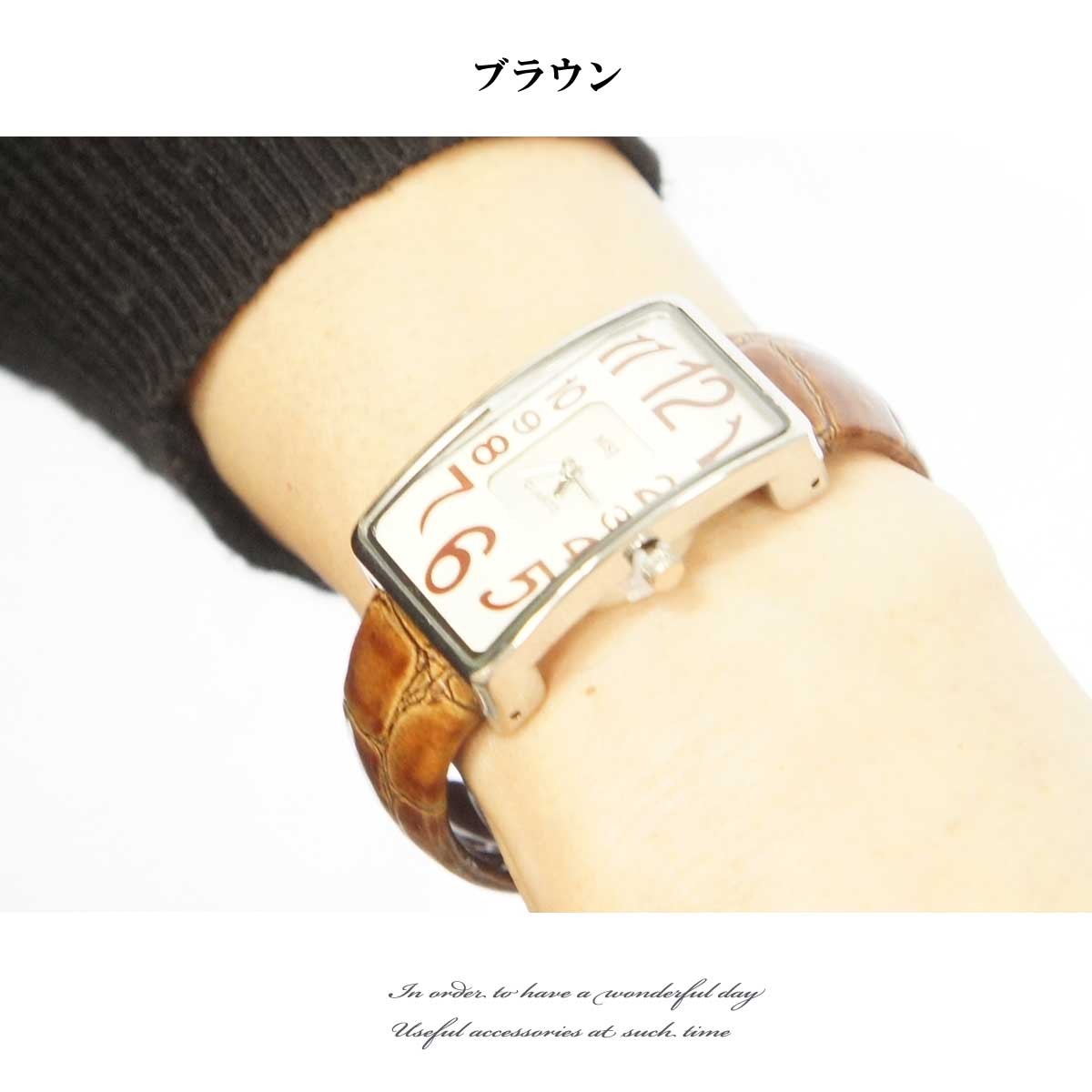 腕時計 レディース おしゃれ 安い 簡単装着ブレスウォッチ スクエア