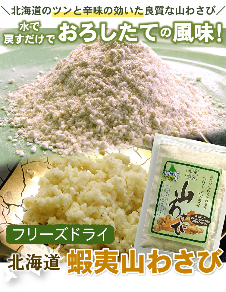 メール便 送料無料 北海蝦夷山わさび（フリーズドライ）1袋18g（代引