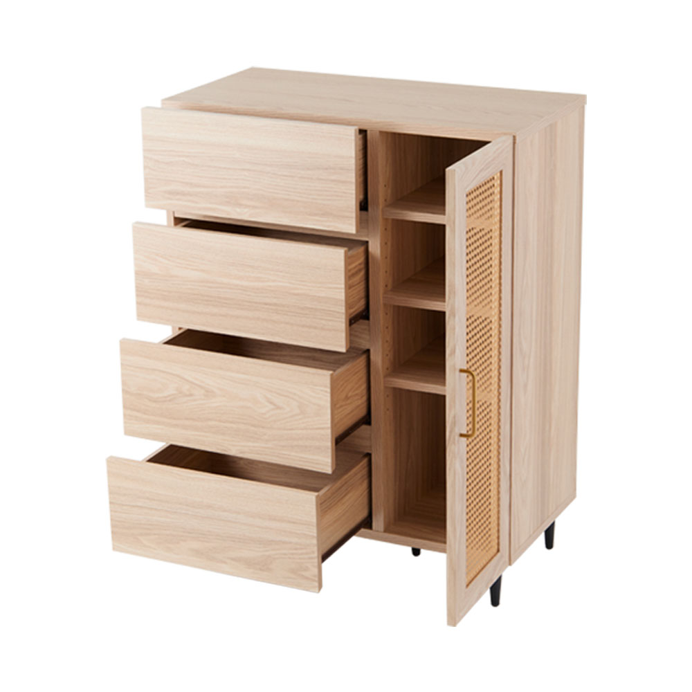 iellio 収納棚 幅80 扉付き 引き出し おしゃれ キャビネット チェスト