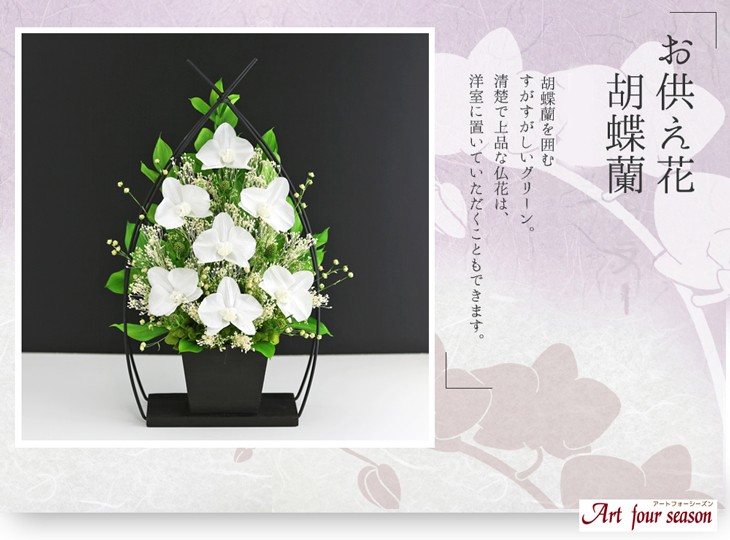 アートフォーシーズン プリザーブドフラワー 仏花 胡蝶蘭 お供え花