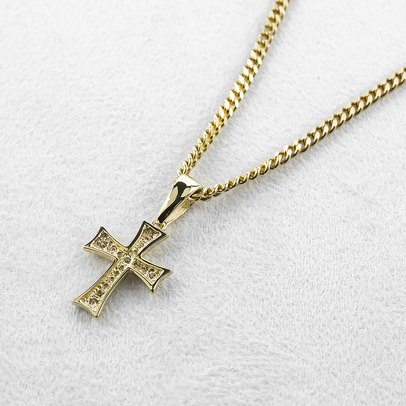 ジュエリー工房アトラス 18金 ネックレス クロス 喜平 トップ メンズ
