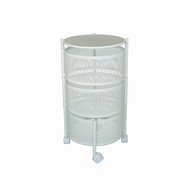 ワゴン キッチンワゴン キャスター付き スリム 天板 3段 回転棚