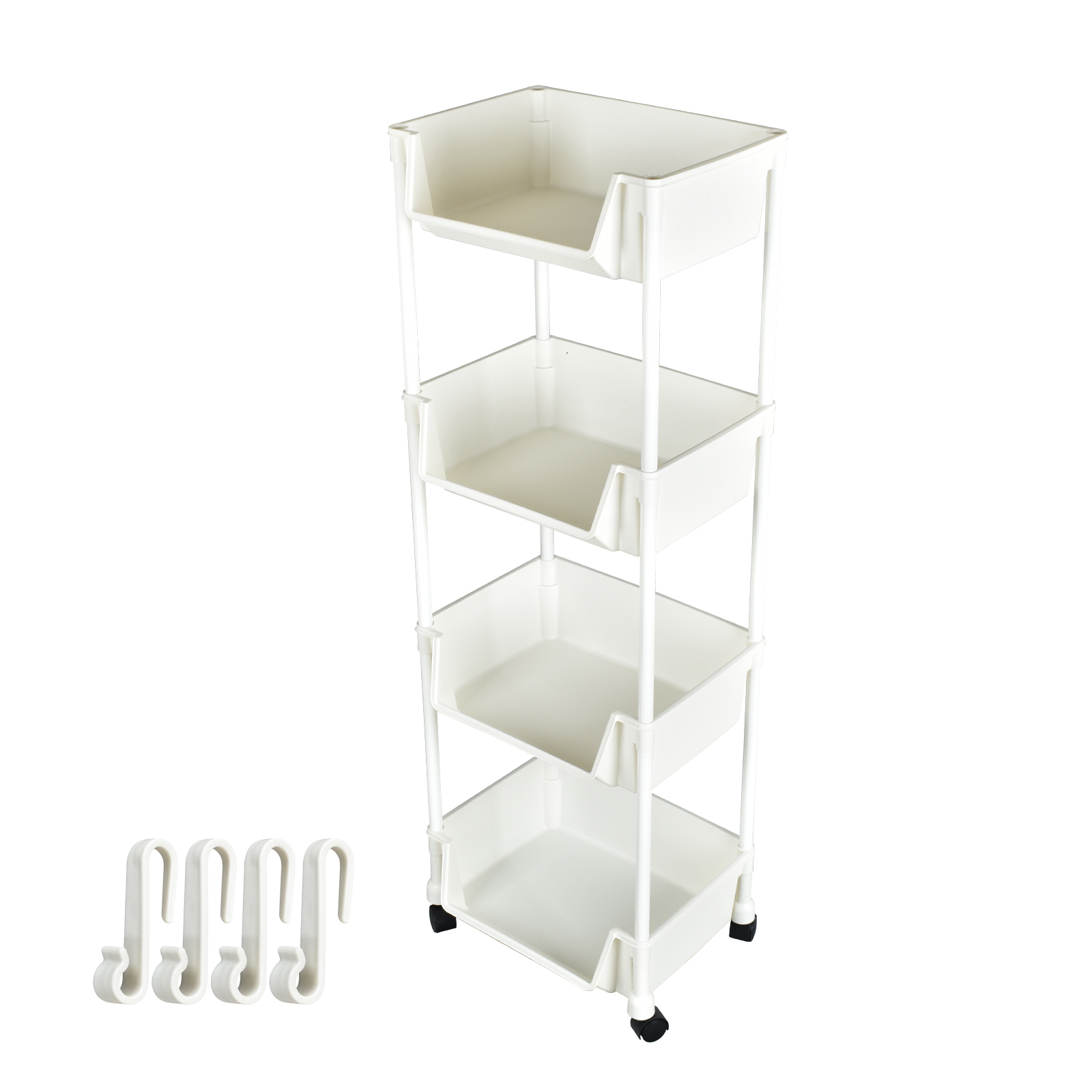 キッチンワゴン キャスター付き スリム 4段 キッチン収納棚 収納ワゴン