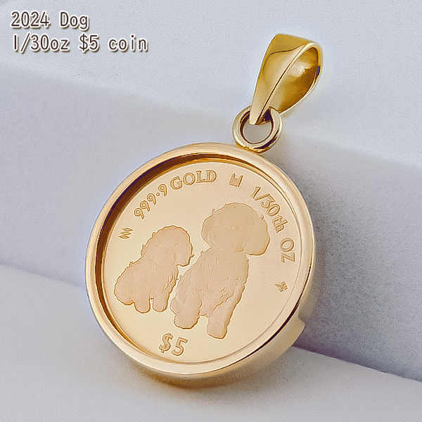 純金 1/30オンス Dogs 犬 プードル 親子 コイン 金貨 ペンダントトップ