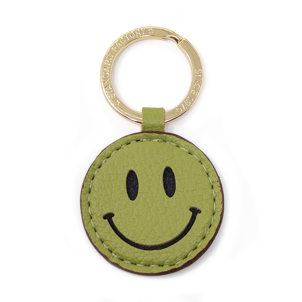 スマイル キーホルダー ニコちゃん PUレザー キーリング バッグ