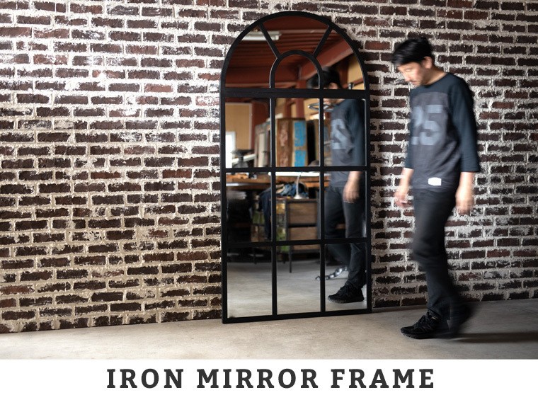 ミラー 鏡 アイアンミラーフレーム スチール 家具 インダストリアル