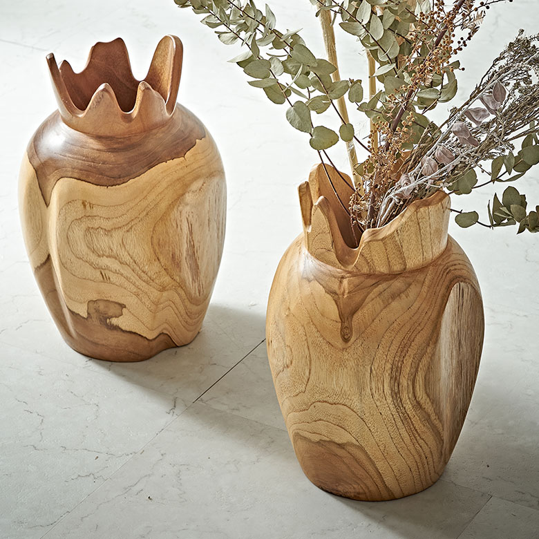 フラワー ベース 造 花 瓶 びん フェイク グリーン 高さ 30cm 天然 木